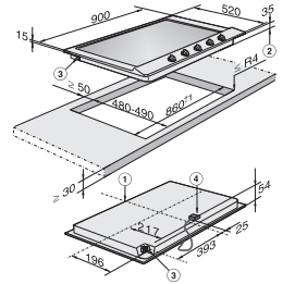 Газовая варочная панель Miele KM 2052