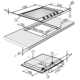 Газовая варочная панель Miele KM 2034