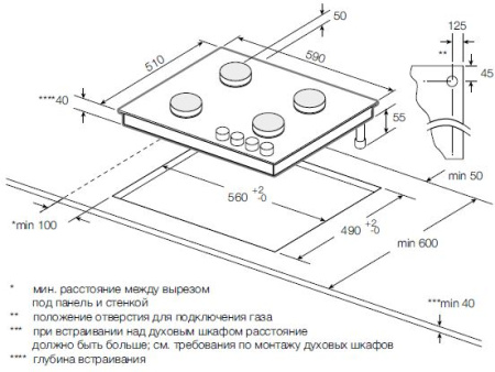 Газовая варочная панель Graude GS 60.3 G